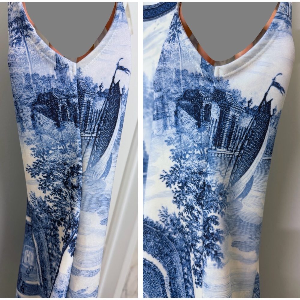 Alice + Olivia Wynell Chateau A Line Mini Dress Blue Toile De Jouy Floral 6 - Picture 14 of 16